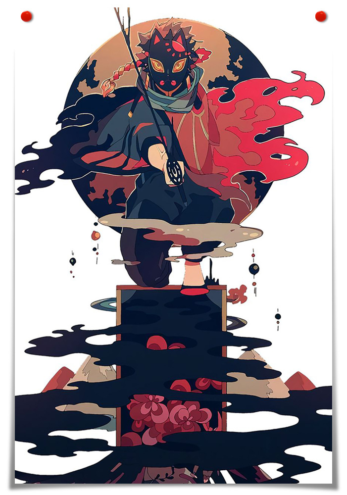 跨境代发wishlazada鬼灭之刃墙壁艺术图片油画水彩绘画动漫海报