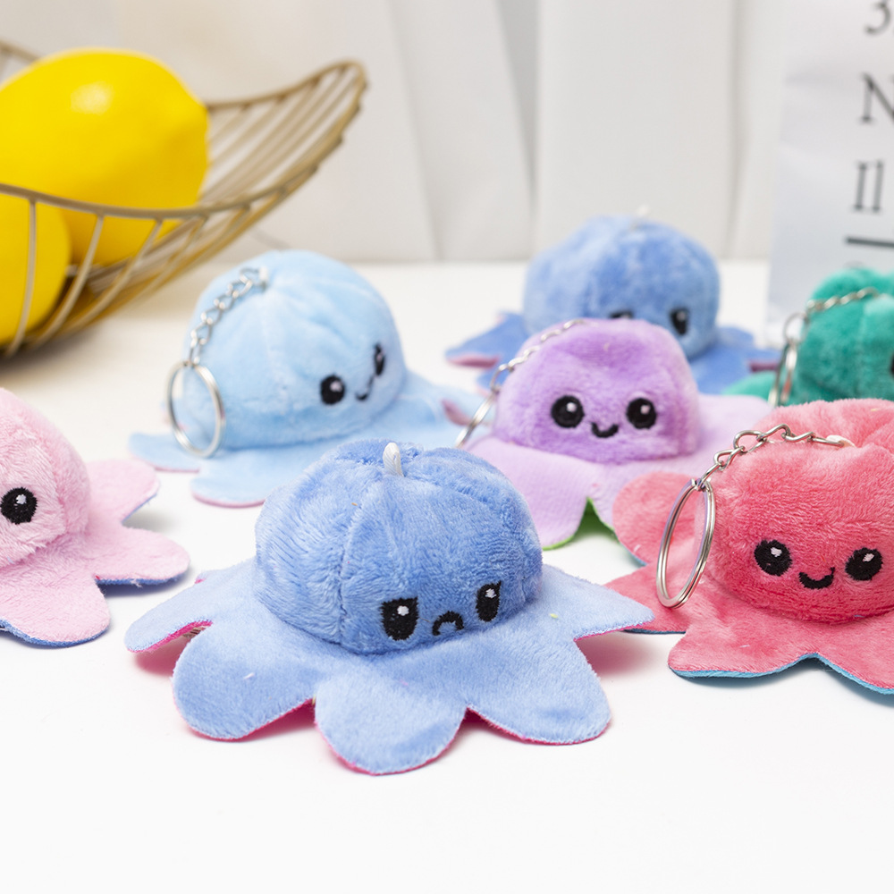 Creative New Plush Toy Small Size Double-Sided Octopus Doll Pendant Keychain Handbag Pendant Cute Doll