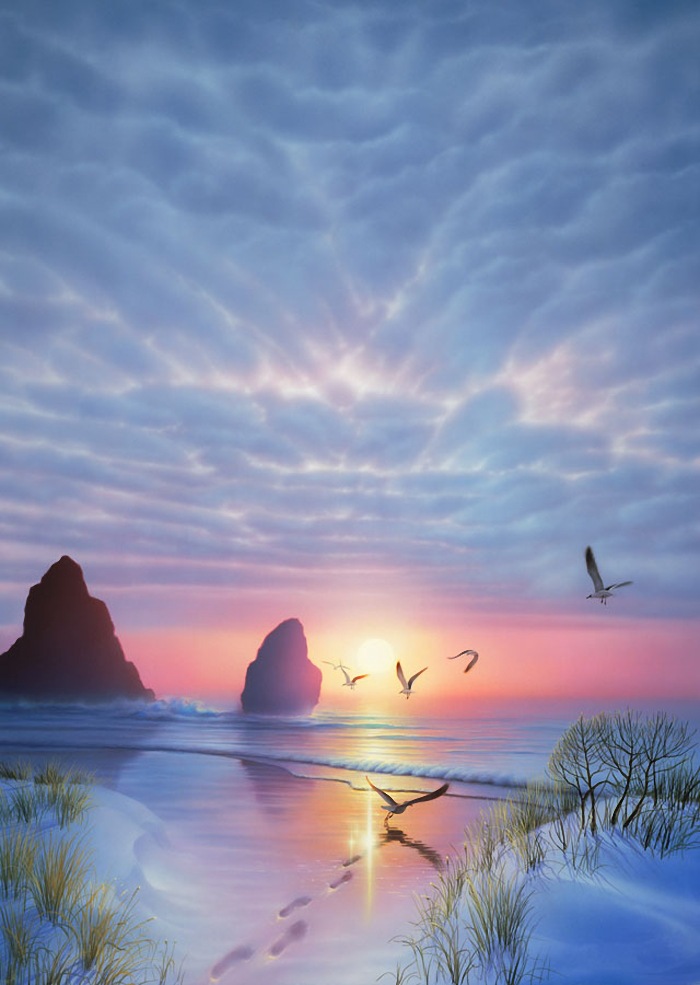 5d钻石画海边风景满钻diy雪景动物十字绣圆钻魔方钻极光装饰画