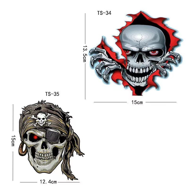 外贸3d仿真红眼头骨经典个性车贴摩托车汽车贴纸 笔记本家具贴纸
