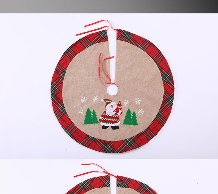 新款圣诞节装饰用品麻布机绣树裙90cm酒店商场树底部装饰树衣