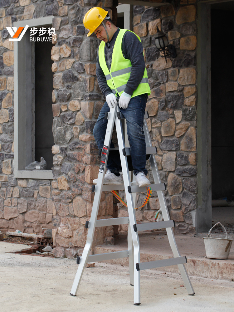 铝合金人字梯可行走梯子 加厚折叠工程梯木工装修移动走梯