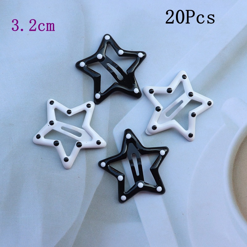 20 Ins Black and White Polka Dot Star Hairpin Mini BB Clip Sweet Cool Style Girl's Hair Hoop Headdress Bangs Cropped Hair Clip