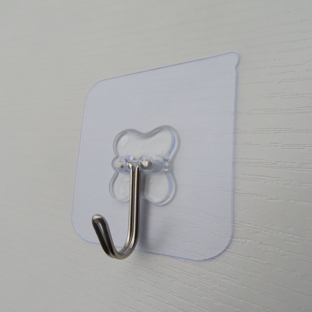 四叶草6cm透明无痕挂钩创意纳米无痕小粘钩厨房浴室强力贴小钩子