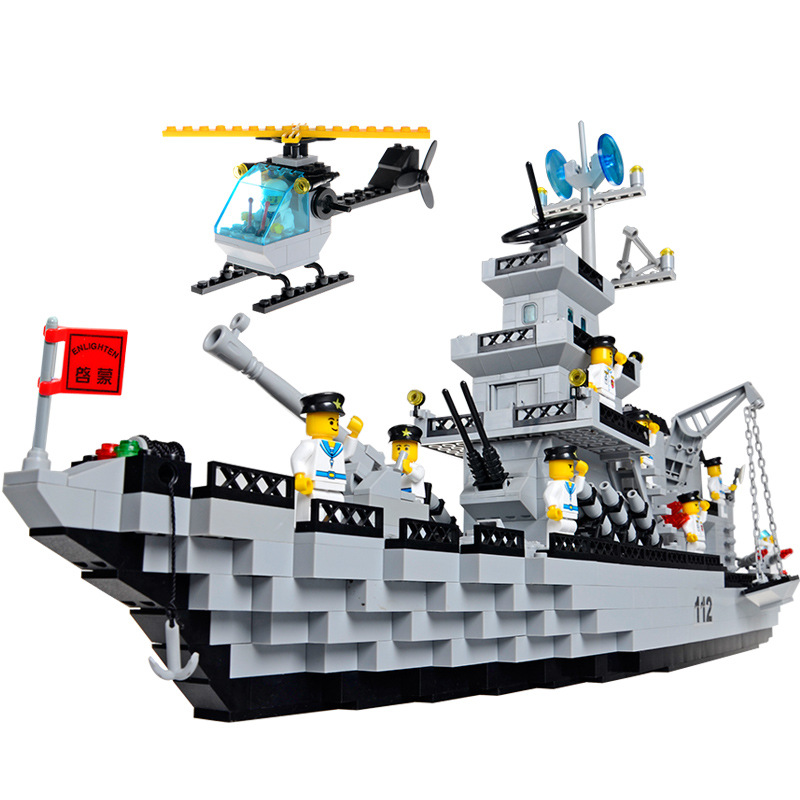 Enlightenment Children's Puzzle Toy Assembled Small Building Block Small Particles Compatible with Lego Building Blocks Aircraft Carrier Small