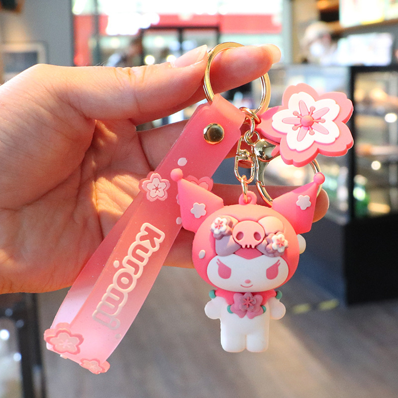 Cartoon Cute Sanrio Cherry Blossom Keychain Melody Clow M Female Cars and Bags Keychain Pendant Gift