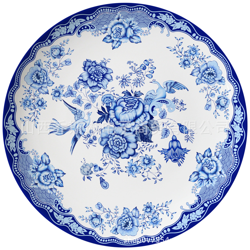 北欧风陶瓷盘婚礼摆圆盘西餐盘餐具套装青花瓷牛排意面盘蛋糕盘子