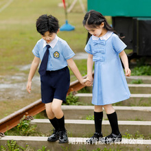 英伦风蓝色套装幼儿园园服夏季儿童班服大班毕业照服装小学生校服