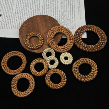 diy藤编耳环  天然竹子编织工艺品礼品挂件 天然藤条编织饰品配件