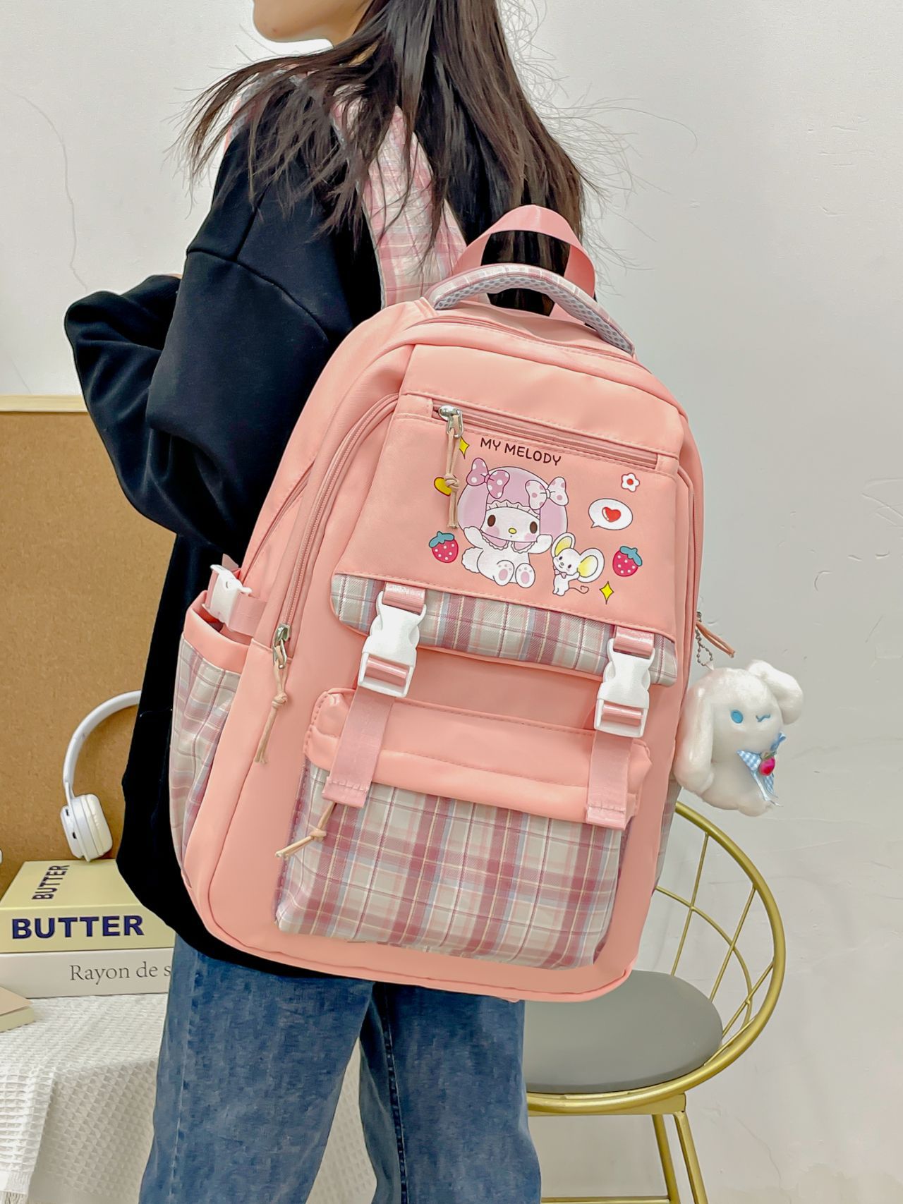 Clow M Schoolbag Student Korean Style Cute Cartoon Printed Girls Backpack Large Capacity Junior High School Popular Backpack