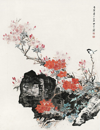 《花鸟》 田世光 高清画芯 国画 40*51cm 包邮