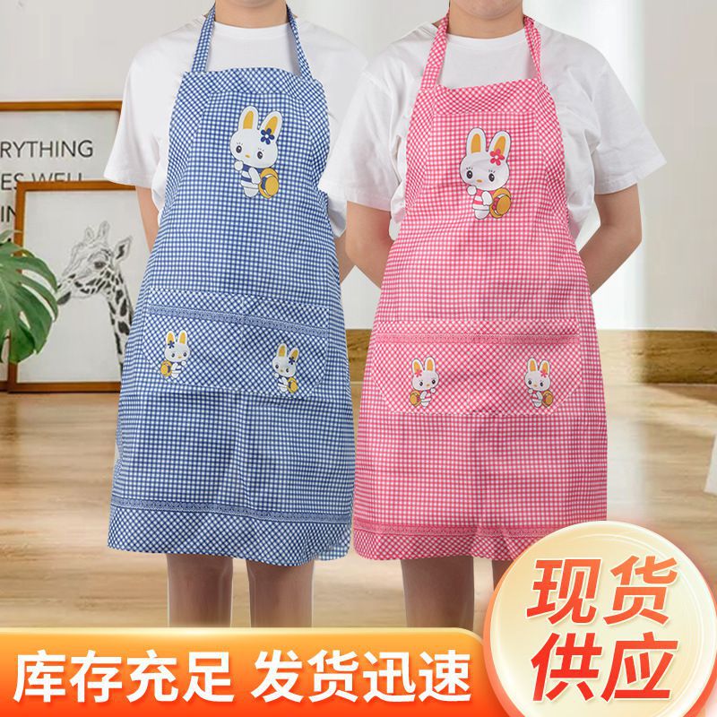 帆布小兔子围裙方格条纹围裙带兜围裙批发2元百货货源发-阿里巴巴