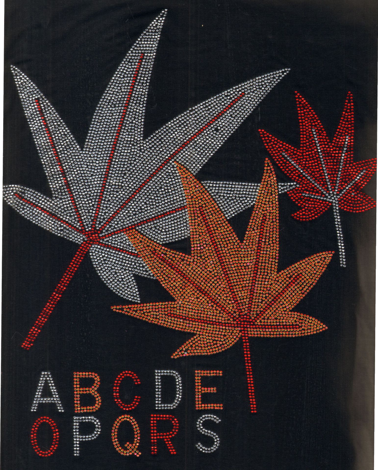 双面树脂枫叶烫钻烫图工厂来样排版大图抱枕水钻成品图案现货批发