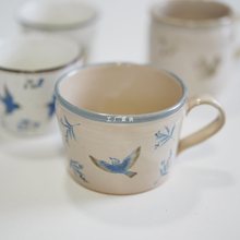 日本进口濑户烧森林系小鸟松鼠飞鸟日式陶瓷早餐咖啡马克杯茶杯子