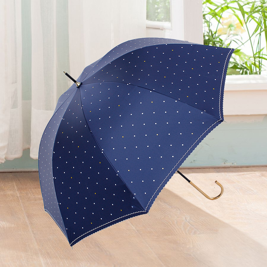 Fresh Long Umbrella Bilateral Embroidery Color Plastic Points UV Protection Steel Rib Sun Umbrella Gift Sun Umbrella Straight Rod Long Umbrella