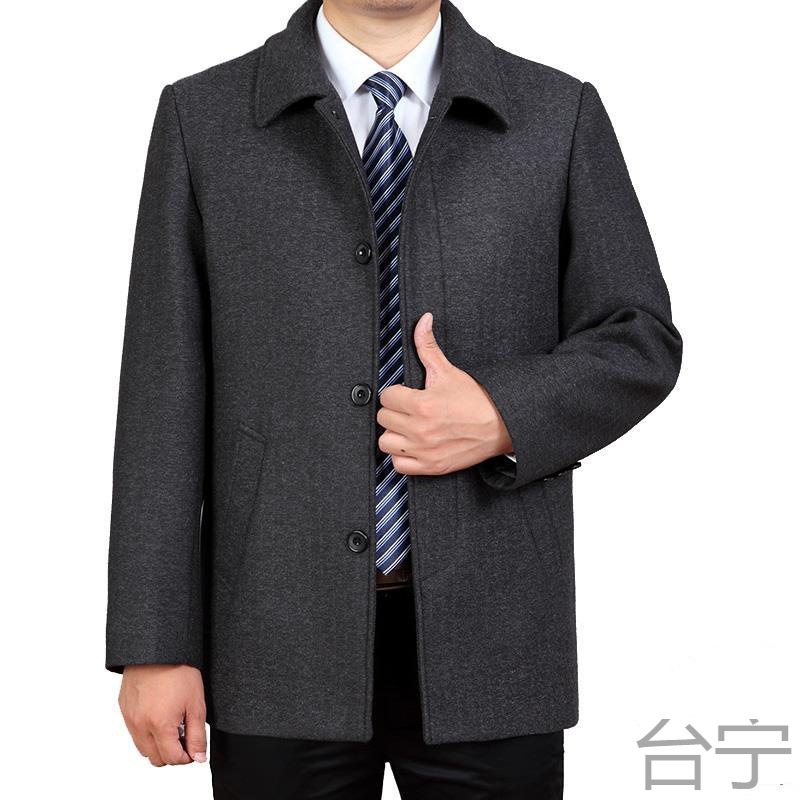 tn中老年人男装扣子外套男秋装中年春秋爸爸装加厚款毛呢夹克男上