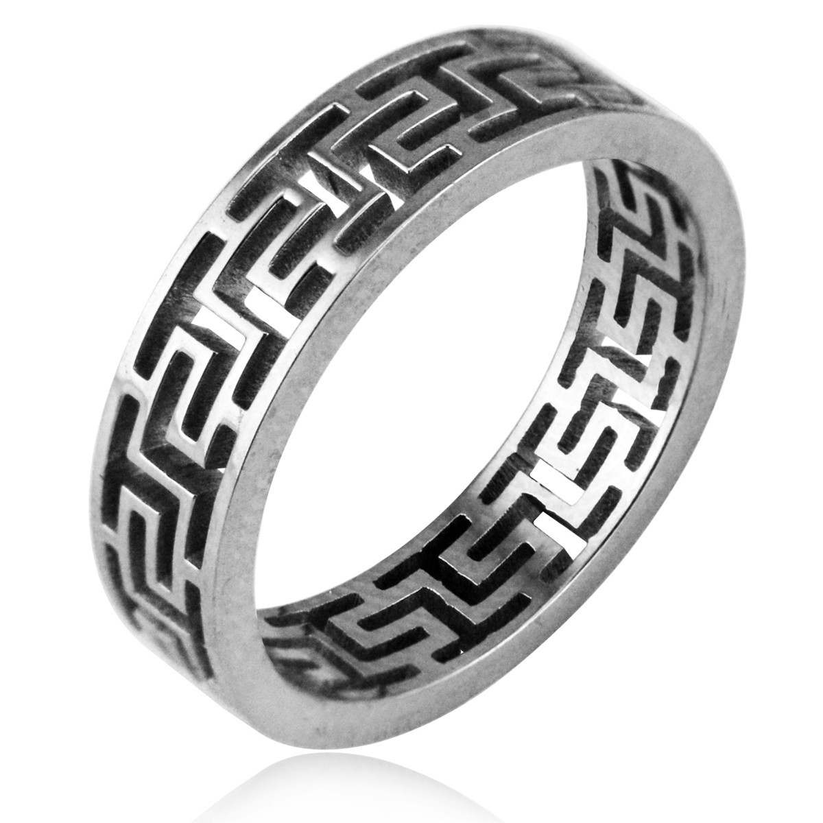 时尚长城纹潮流个性指 环欧美复古回形纹镂空戒指 饰品批发str571