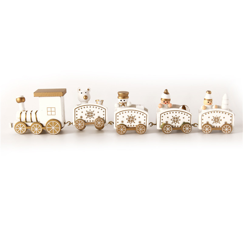 Christmas Mini Wooden Christmas Five-Day Train Desktop Decoration Solid Wood Christmas Train Decorations