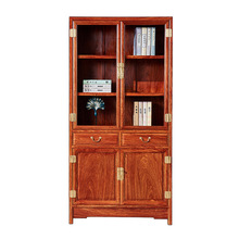 红木书柜组合刺猬紫檀原木一体落地两门带顶中式书房书架玻璃书橱