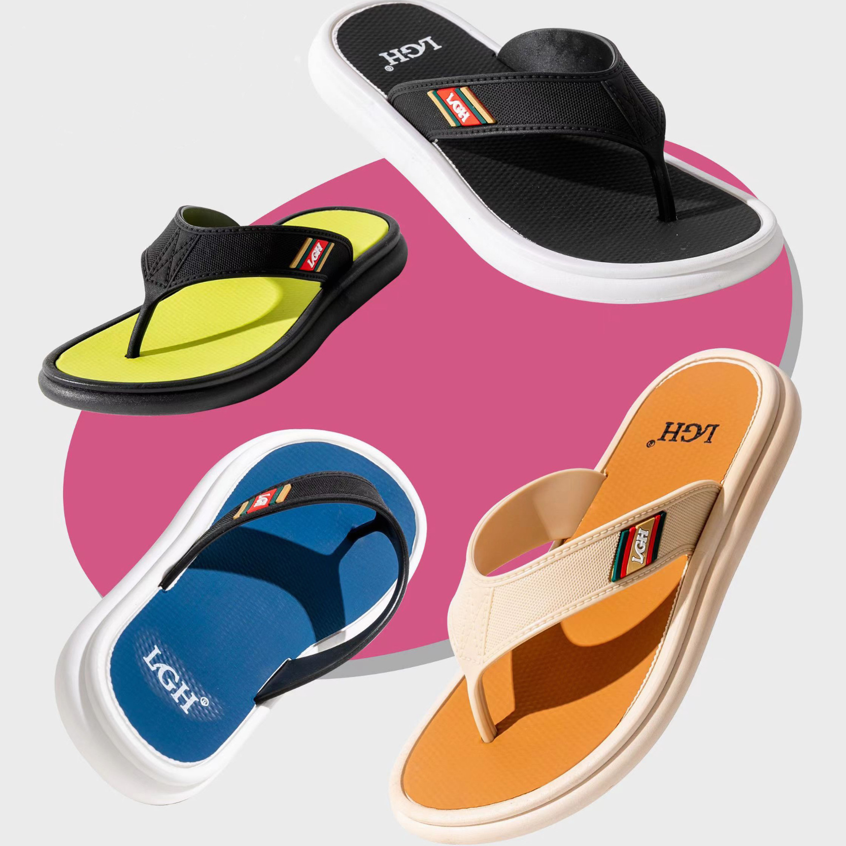 2024新款电商外贸时尚夹趾人字拖男居家外穿厚底沙滩凉拖鞋韩版