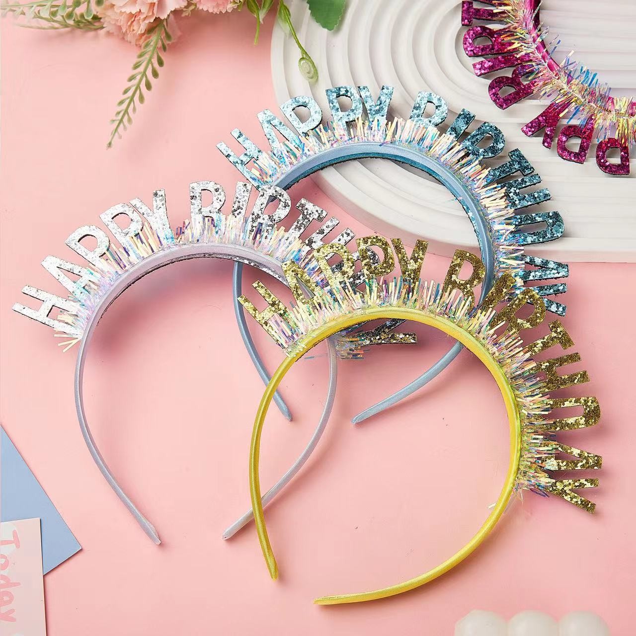 Birthday Party Headband Happy Birthday Glitter Birthday Head Buckle Hair Accessories