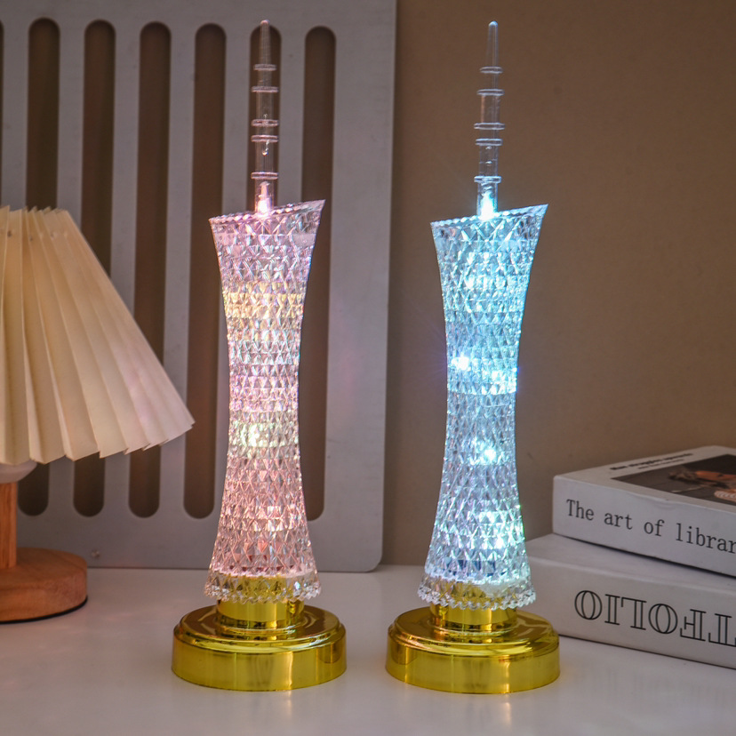 New LED Light Guangzhou Tower Small Waist Small Night Lamp Gift Souvenir Decoration Luminous Toy