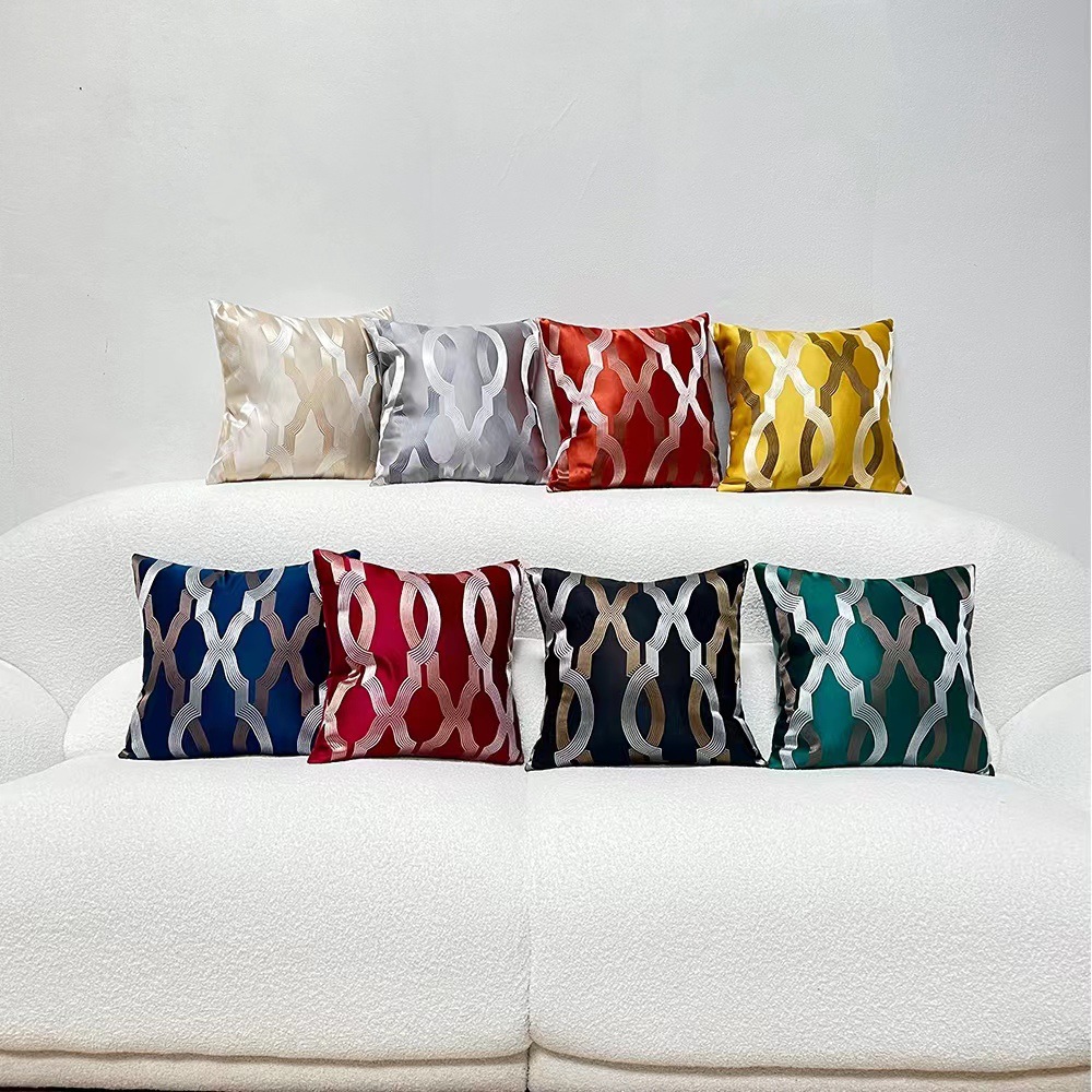 Entry Lux Pillow Chain Pattern Living Room Sofa Cushion Cover Lumbar Cushion Cover High Precision Jacquard New Chinese Pillow