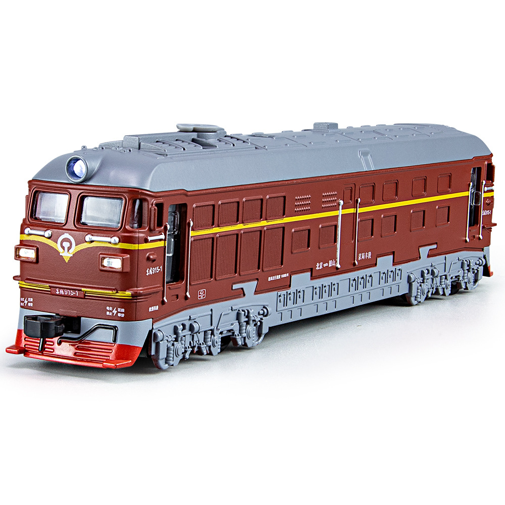 1/86复古绿皮火车带喷雾回力声光仿真合金车模型儿童玩具摆件批发