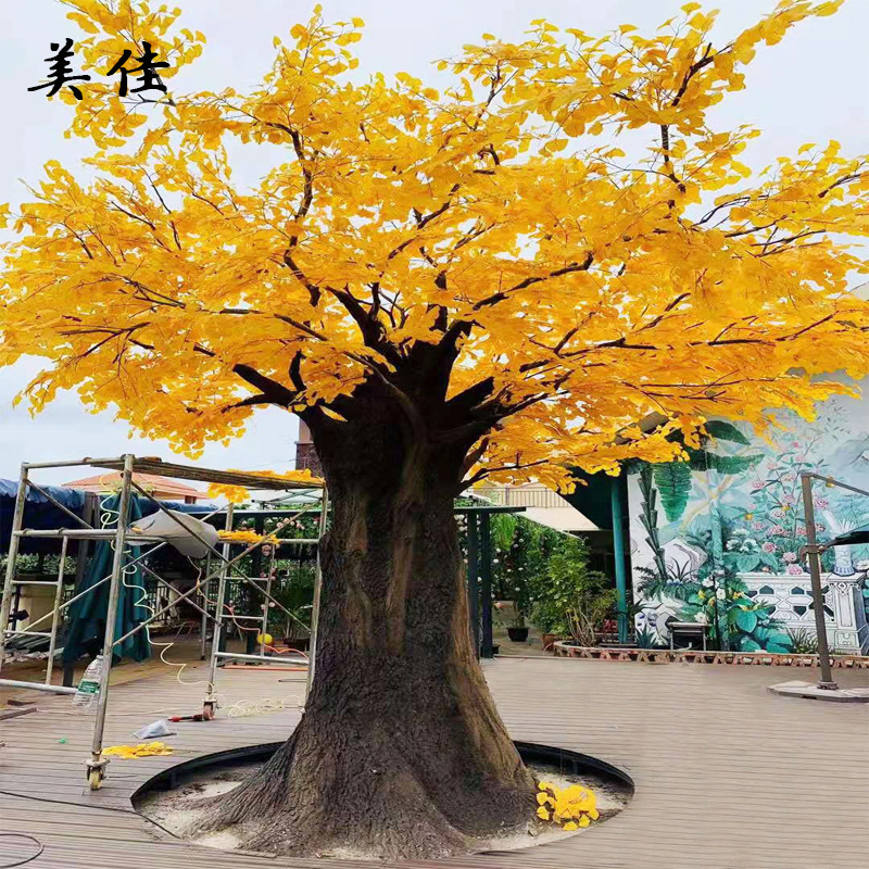 仿真水泥银杏树榕树银杏树水泥树包柱子假树商场美食城装饰水泥树