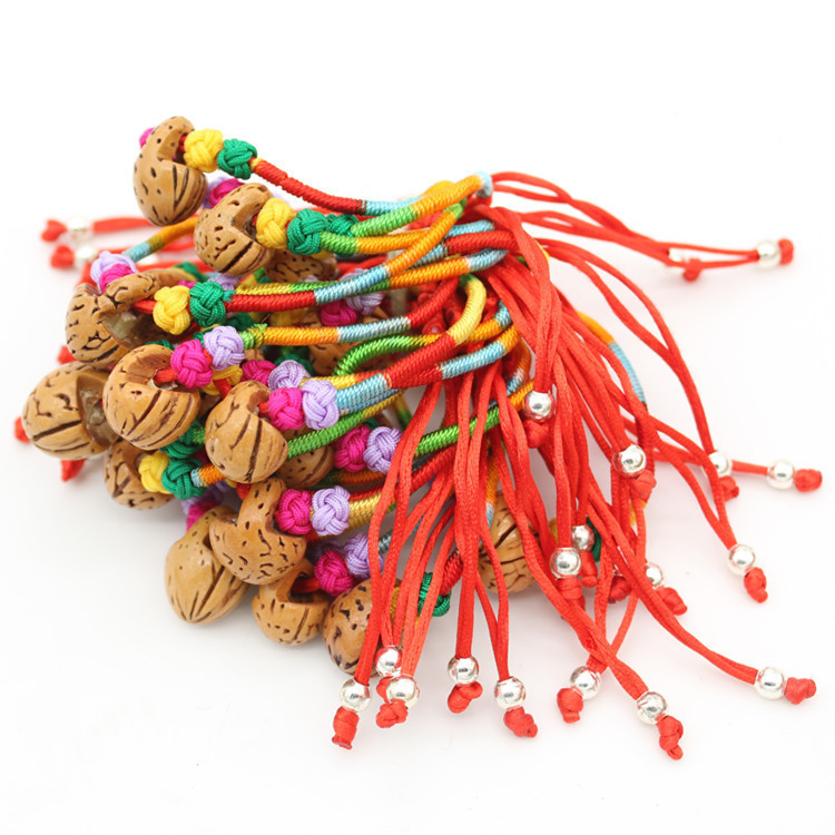 Dragon Boat Festival Colorful Rope Bracelet Wholesale Peach Walnut Basket Bracelet Dragon Boat Festival Gift Hand-Woven Bamboo Joint Colorful Wire