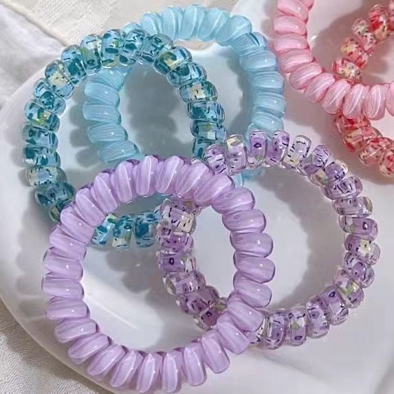 Sea Salt Cheese ~ Blue Color Telephone Line Girly Heart Fresh All-Matching Cute Hair Ring Sweet Small Rubber Band Headdress