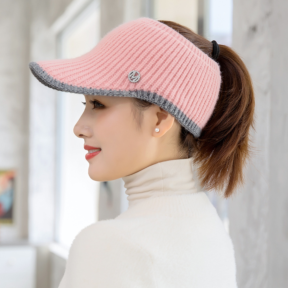 空顶帽针织帽鸭舌帽女士秋冬季休闲户外潮棒球帽骑车毛线帽子厂家