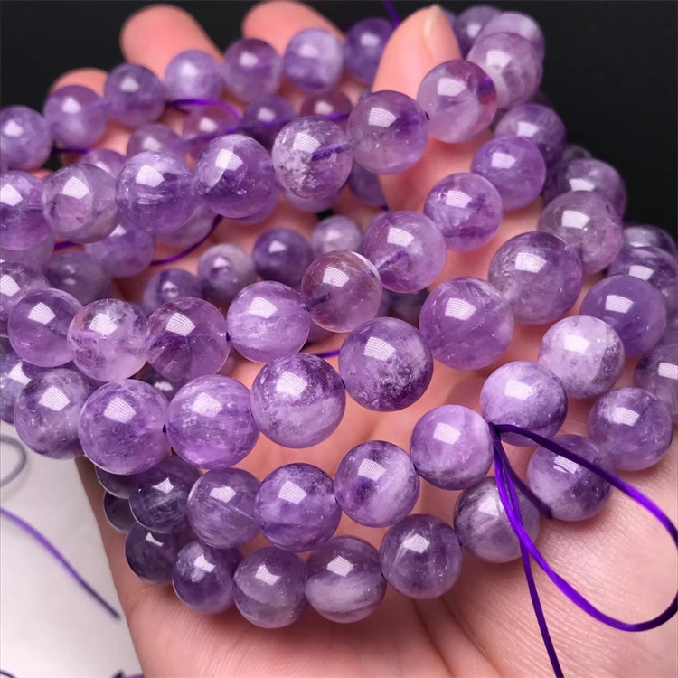 天然梦幻紫水晶手链男女手串拉丝透体薰衣草淡紫色现货优势直销