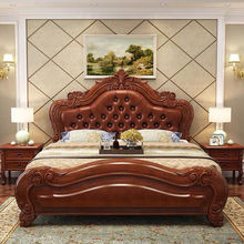 欧式全实木大床1.8米雕花豪华双人床主卧单人床1.5米高箱储物床