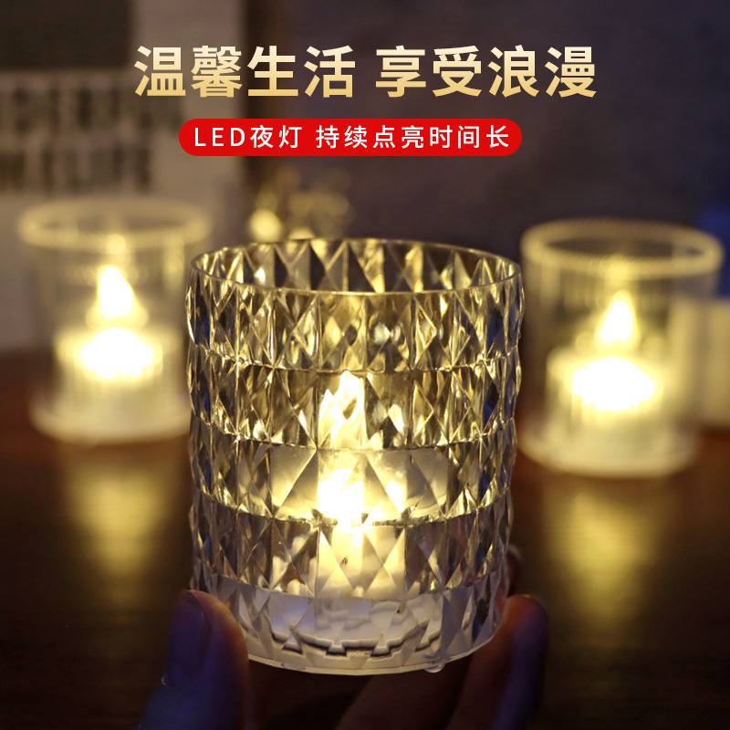 Cross-Border New Arrival Led Electronic Transparent Candle Light Small Night Lamp Bar Decoration Wedding Atmosphere Set