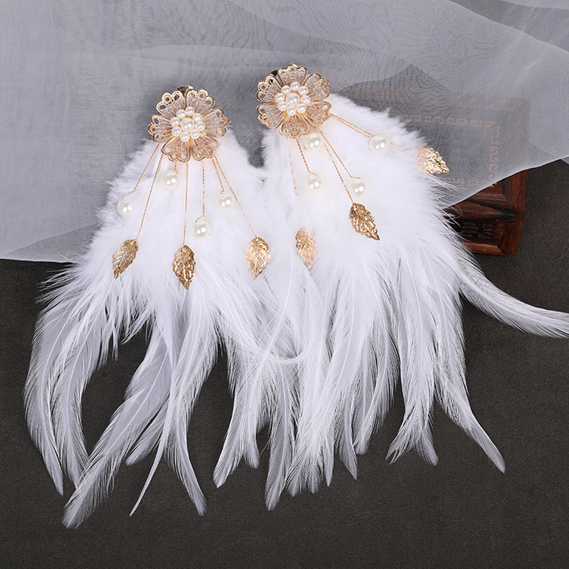 超仙古装配饰古风发饰边夹羽毛发夹古代少女造型汉服头饰挽发对夹