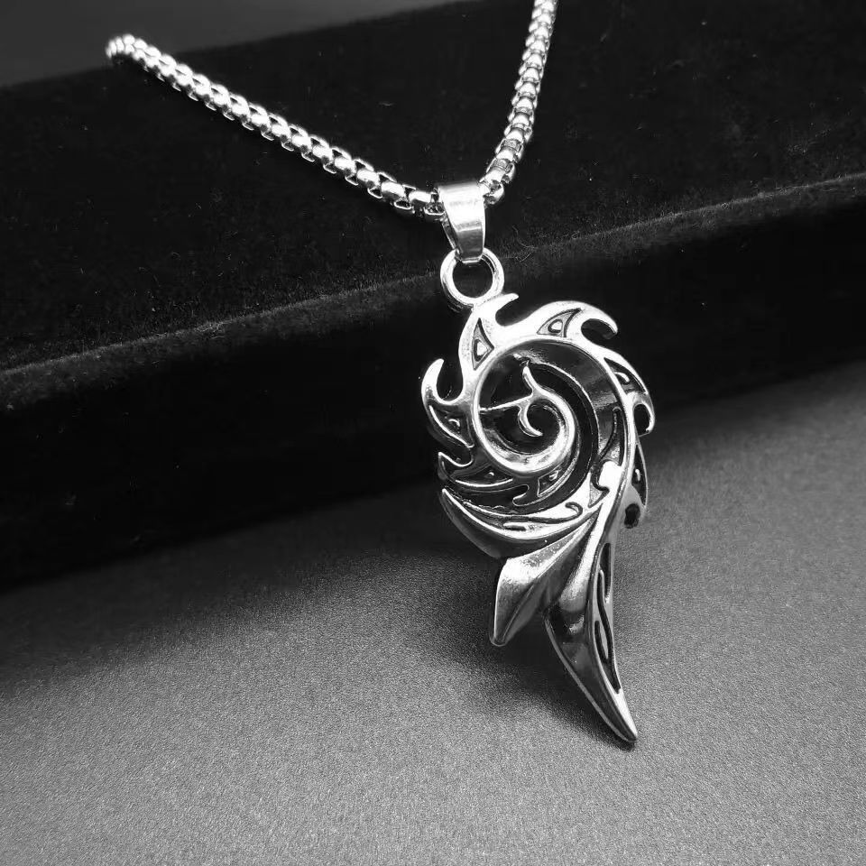 Korean Style Hip Hop Necklace Female Phoenix Flame Pendant Men's Personality Titanium Steel Necklace Punk Sweater Accessories Keychain