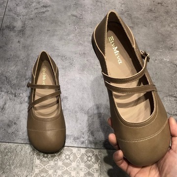 平底玛丽珍鞋女2024春夏新款复古温柔风圆头浅口一字扣带软底单鞋