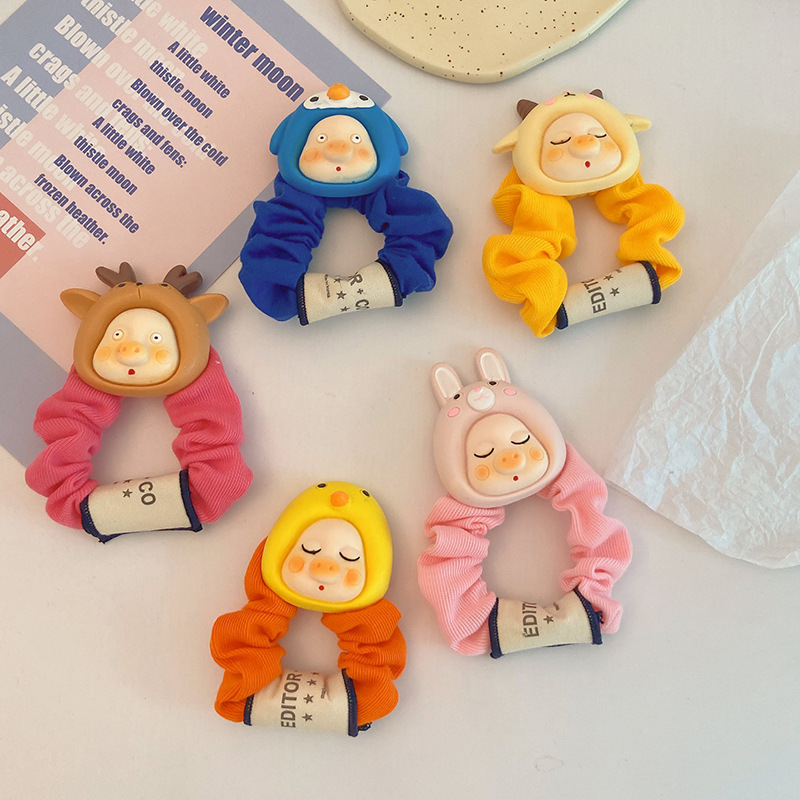 Cartoon Small Pork Intestine Hair Band Adorkable Hair Band for Girls Ponytail Bun Headband Korean Style New Hair Accessories