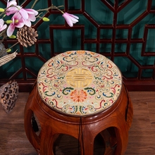 中式红木鼓凳棉麻坐垫实木圆形凳子藤椅垫子海绵乳胶古筝石墩防滑