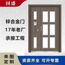 厂家直供子母工程门氟碳漆单元门小区进户门玻璃拼接钢质楼宇门