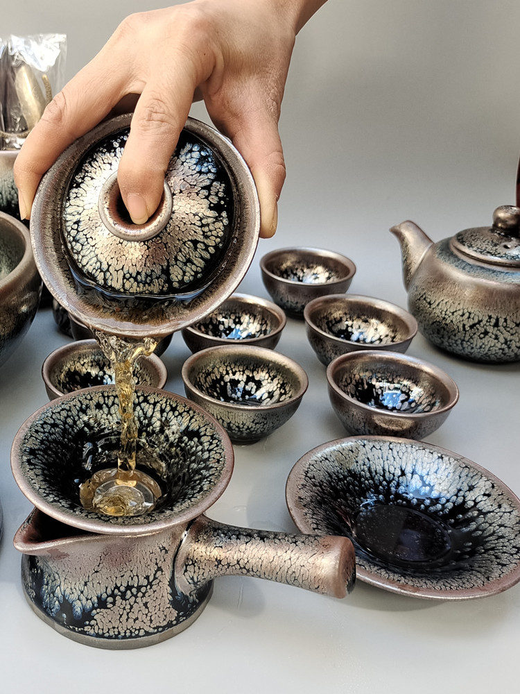 批发套装茶具纯手工建窑铁胎茶杯天目盏陶瓷功夫茶器礼盒茶壶套装