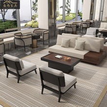 售楼处部洽谈沙发桌椅组合酒店大堂新中式实木沙发房家具