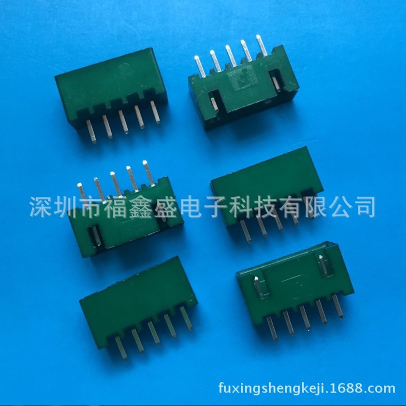 排针2.54-5A 接插件 XH-2A 针座2.54MM间距 2P绿色 直针针座带扣