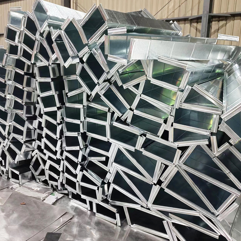 各种排烟通风管道镀锌板法兰风管白铁皮角钢法兰矩形风管品质放心