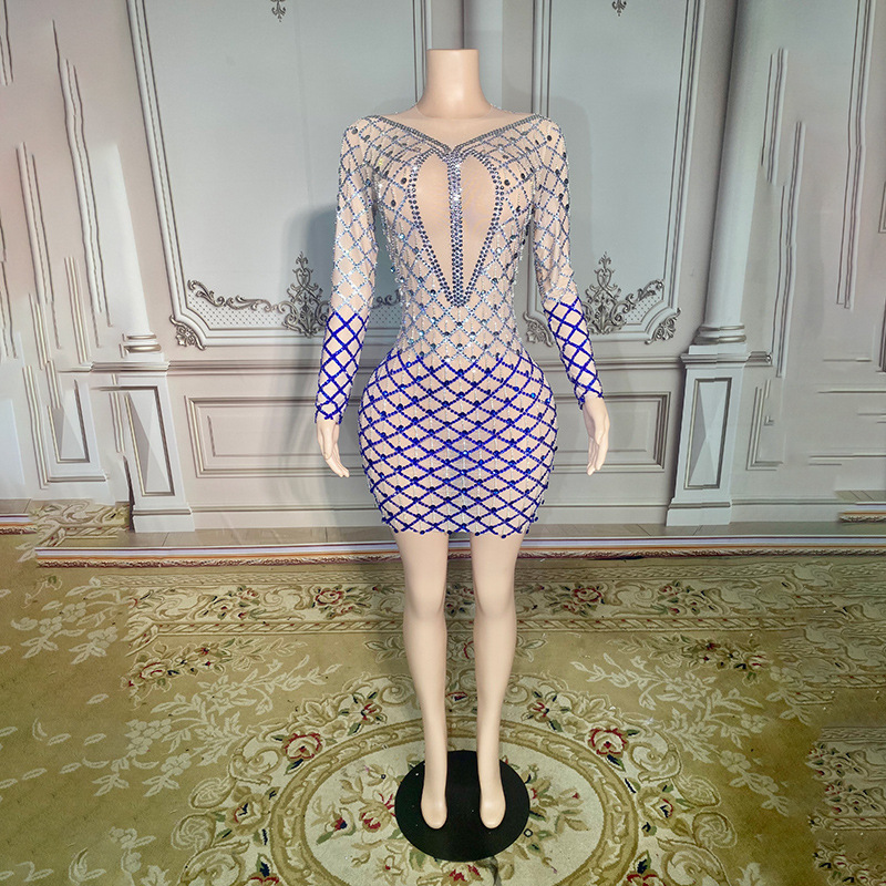 novance 2024款闪光水晶女士连衣裙时尚女装婚纱礼服奢华菱形水钻