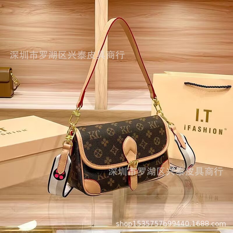 24新款老花diane& lv真皮法棍包腋下包单肩斜挎女包-阿里巴巴