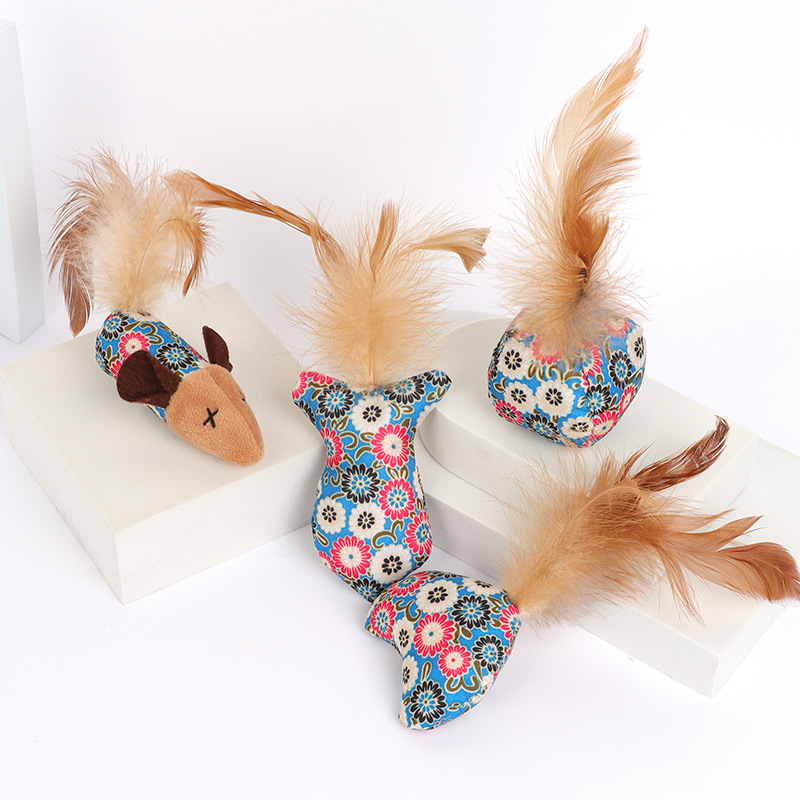 Flower Cloth Feather Cat Teaser Toy New Pet Cat Toys Can Be Set Cat Toys Interactive Recover from Fatigue Cat Toys
