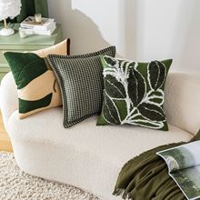 绿色小清新抱枕套网红艺术设计感春天抱枕沙发飘窗靠垫样板间靠枕