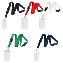 涤纶纯色黑色红色绿色深蓝色2cm安全扣挂绳PVC证件卡套手机挂绳